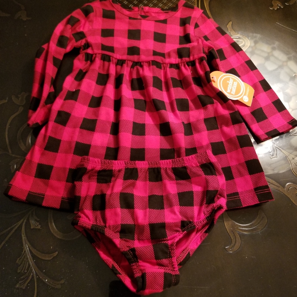 Red & Black Tartan Dress W/ Panties 12 Month Wonder Nation Infant Girl Scotish